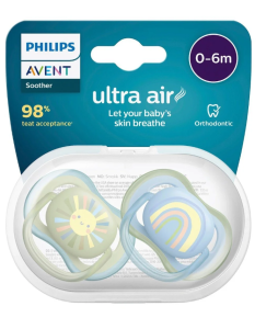 Avent – lot de 2 sucettes 0-6m ultra air